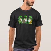 Cute Gnomes Holding Shamrock Leopard Plaid St Patr T-shirt (Voorkant)