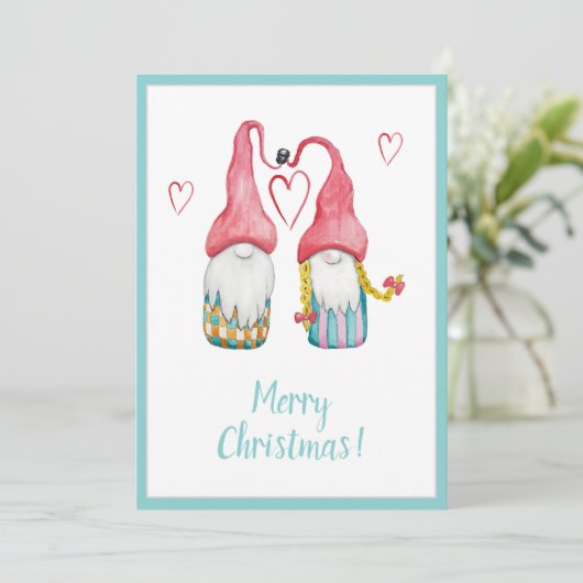 Cute Gnomes in Love Merry Kerstmis (Staand voorkant)
