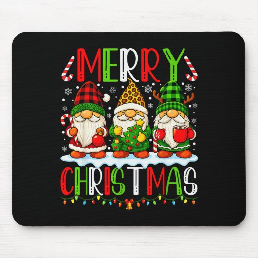 Cute Gnomes Merry Christmas Lights Gnome Xmas Men Muismat (Voorkant)