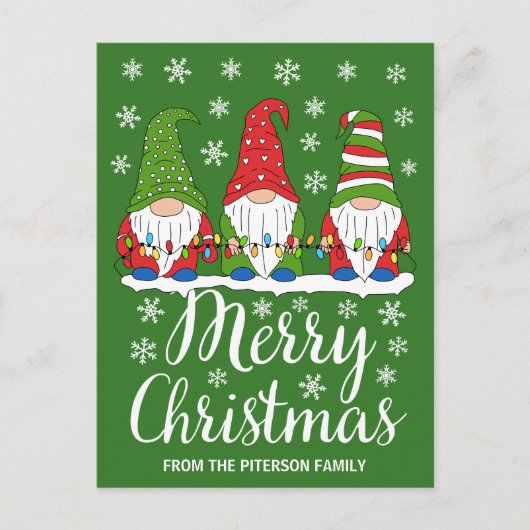 Cute Gnomes Merry Kerstmis Briefkaart (Voorkant)