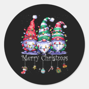 Cute Gnomes Merry-kerstverlichting koom Xma Ronde Sticker