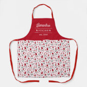 Cute Gnomes Pattern Name Kerstmis Schort (Voorkant)