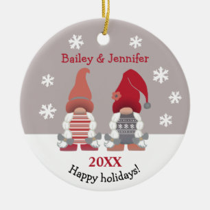 Cute Gnomes Prettige feestdagen Nordic Red Pink Gr Keramisch Ornament