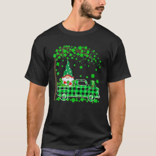 Cute Gnomes Riding Green Pset Truck Happy St Patr T-shirt