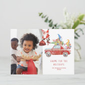 Cute Gnomes & Santa | Vakantieknopkaart (Staand voorkant)