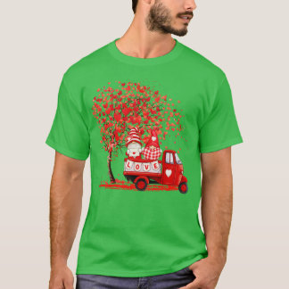 Cute Gnomes Valentijnsdag Red Truck Hearts T-shirt