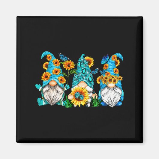 Cute Gnomes With Sunflower Butterfly Gardeners Sum Magneet (Voorkant)