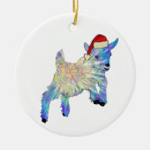 Cute Goat met een kersthoed Keramisch Ornament (Voorkant)