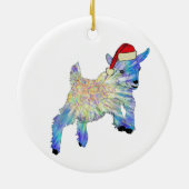 Cute Goat met een kersthoed Keramisch Ornament (Achterkant)