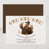 Cute Gobble Gobble Turquie Thanksgiving Invitation (Devant / Derrière)