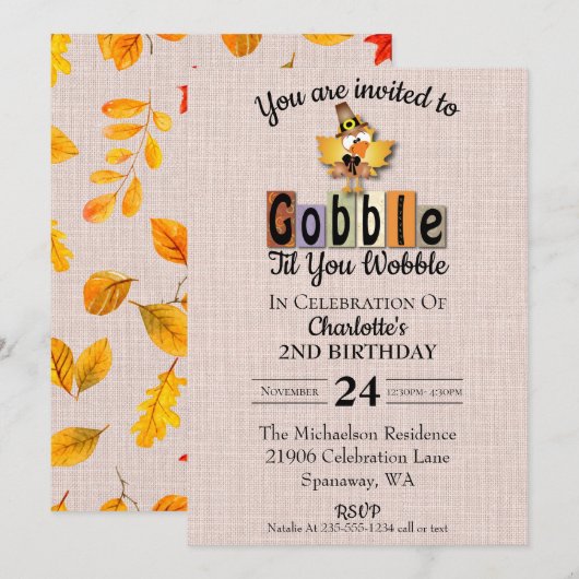 Cute Gobble Til je wiebeldag Kaart (Voorkant / Achterkant)