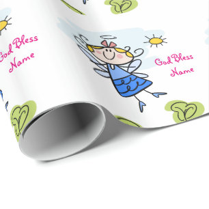 Cute Goddochter Angel Personalized Cadeaupapier
