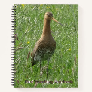 Cute Godwit in Grass Cust. Notitieboek voor vogelw