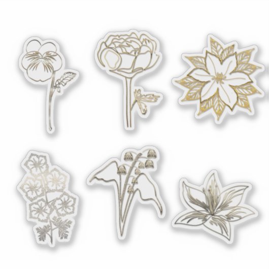 Cute Gold Abstract Flowers Part2 Sticker (Voorkant)