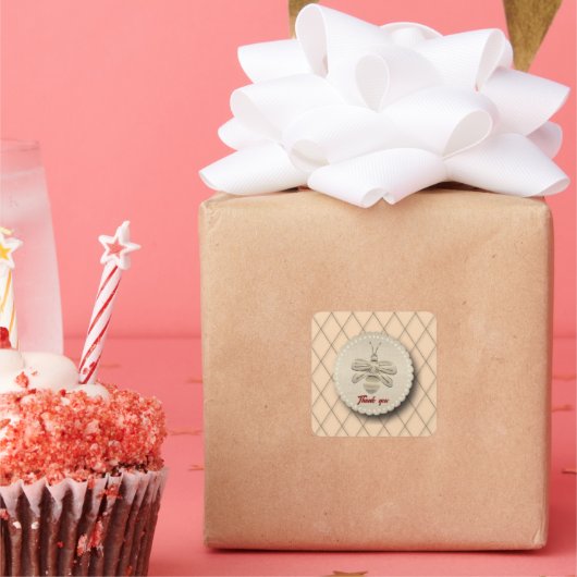 Cute Gold Bee Gift Vierkante Sticker (Feest)