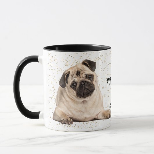 Cute Gold Confetti My Pug Mok (Links)