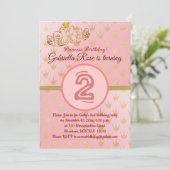 Cute Gold Crowns Invitation de fête d'anniversaire (Debout devant)