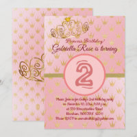 Cute Gold Crowns Invitation de fête d'anniversaire