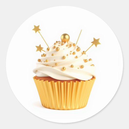 Cute Gold Cupcake Stickers (Devant)