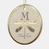 Cute Gold Dragonfly Monogram Keramisch Ornament (Links)