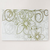 Cute Gold Floral Flowers Puzzles (Horizontal)