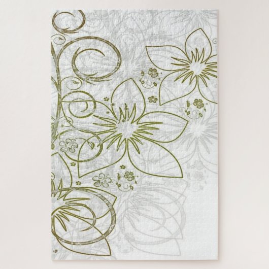 Cute Gold Floral Flowers Puzzles (Vertical)