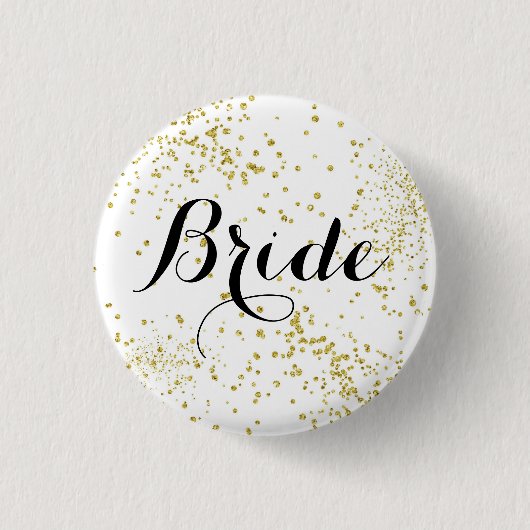 Cute Gold Glitter Bride Button (Voorkant)