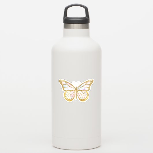 Cute Gold Glitter Butterfly Sticker (Waterfles)