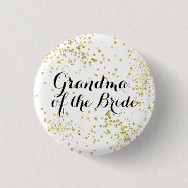 Cute Gold Glitter Grandma of the Bride Button