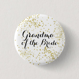 Cute Gold Glitter Grandma of the Bride Button