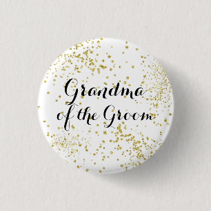 Cute Gold Glitter Grandma of the Groom Button