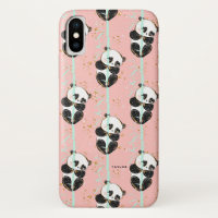 Cute Gold Glitter Kawaii Panda Pattern
