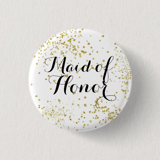Cute Gold Glitter Maid of Honor Button (Voorkant)
