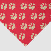 Cute Gold Glitter Paw Drukt Pet Lovers Red Tissuepapier (Detail)