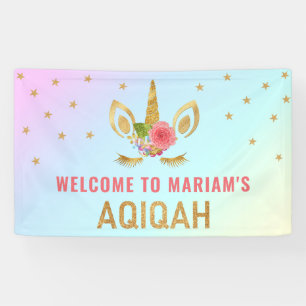 Cute Gold Glitter Unicorn Aqiqah Spandoek