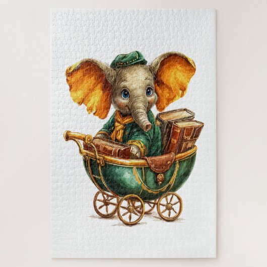 Cute Gold Green Elephant Puzzles  (Vertical)