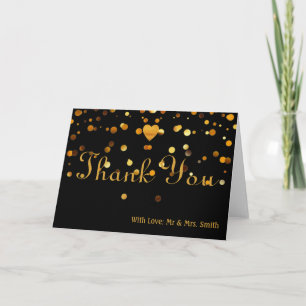 Cute Gold Heart Glitter Faux Folie Hartelijk dank Bedankkaart