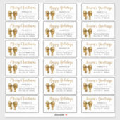 Cute Gold Kerstmis Bow Holiday Adresetiketten Sticker (Vel)