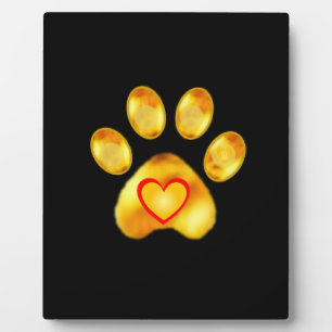 Cute Gold Paw op zwart Fotoplaat