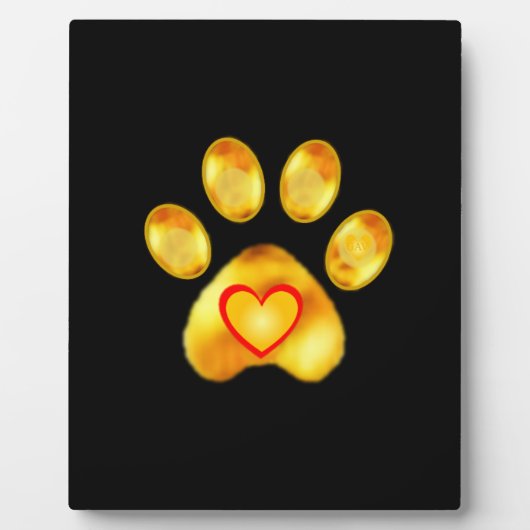 Cute Gold Paw op zwart Fotoplaat (Voorkant)
