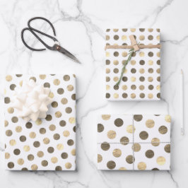 Cute Gold Polka Dots Modern & Elegant Kerstmis Inpakpapier Vel