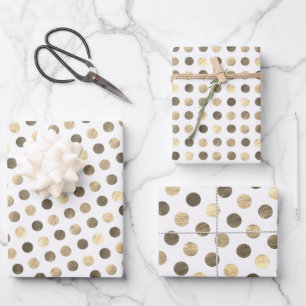 Cute Gold Polka Dots Modern & Elegant Kerstmis Inpakpapier Vel