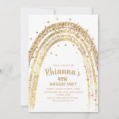 Cute Gold Rainbow Anniversaire Fête Invitation (Devant)