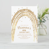Cute Gold Rainbow Anniversaire Fête Invitation (Debout devant)