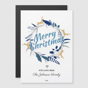 Cute Gold Reindeer Floral Kerstmis Wreatnet Magnet