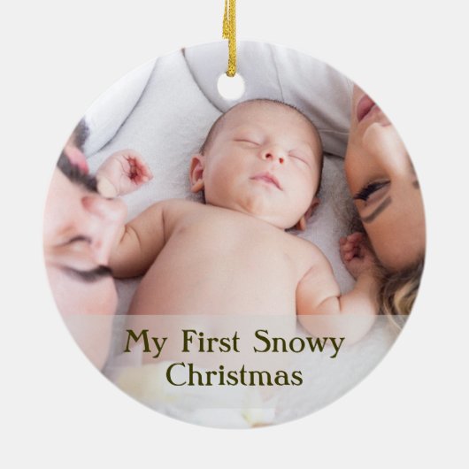 Cute Gold Script Mijn eerste Sneeuwige Kerstkerst- Keramisch Ornament (Achterkant)