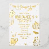 Cute Gold Spooky Halloween Party Folie Uitnodiging (Voorkant)