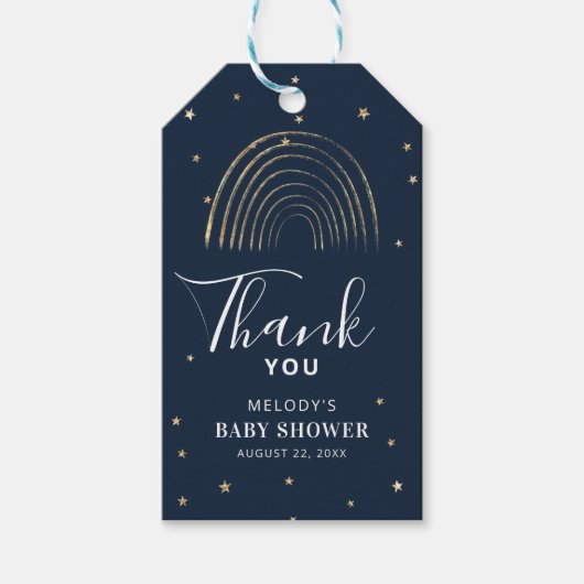Cute Gold Star & Rainbow-Baby shower Hartelijk dan Cadeaulabel (Voorkant)