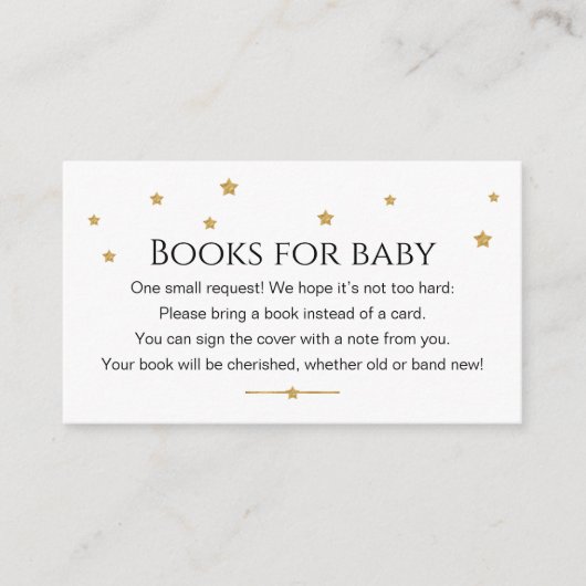 Cute Gold Stars Books for Baby request Informatiekaartje (Voorkant)