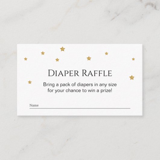 Cute Gold Stars Diaper Raffle Informatiekaartje (Voorkant)